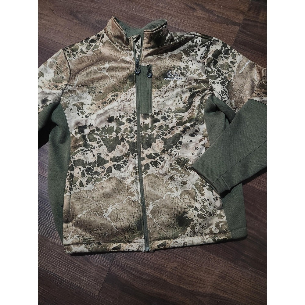 Realtree Jacket Mens XL Camo Full Zip Softshell‎ Hunting Lined Scent-Factor